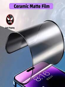 3pcs Full Coverage Matte Privacy Ceramic Screen Protector Compatible With IPhone 18 Pro Max 18 Pro 17 Pro Max 17 16 15 14 13 12 11 Pro Max Plus Mini Anti-Spy Ceramic Film, Anti-Fingerprint, Bubble Free, Soft Screen Protector - Black - View 6