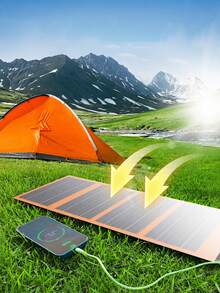 MOREKA Panel solar monocristalino plegable para exteriores, fuente de alimentación de emergencia para exteriores, panel solar monocristalino de PET, tela Oxford impermeable, chip de carga inteligente. - MOR-130 - Ver 6