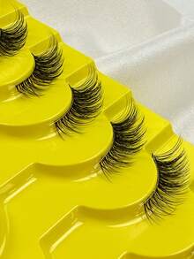 Hinarin 10 Pairs Half Lashes Wispy Clear Band 3D Cat Eye Look False Eyelashes Tail Elongated Lashes 3/4 Corner Natural Look Fake Eyelashes For Making Up Supply False Eyelashes Fake Lashes - Black - View 7
