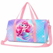 Pink Mermaid & Fish Scale Print Girls Children's Travel Luggage Bag, Zippered Tote Bag With Top Handle And Shoulder Strap, Suitable For Dance And Camping - MERMAIDS-7 - View 6