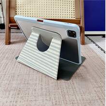 1件可愛條紋情侶鴨 360°可旋轉平板保護殼，相容 iPad 11/A16/10th/Air4/5/6/Pro 12.9/2024/2025/2020/2021/2022/2023/10.2/10.9，相容 Galaxy Tab A8/A9 Plus/S6 Lite/S7/S9FE PLUS，相容小米，適用於工作、旅行與居家使用，相容 OPPO Pad、MatePad、Pad、Honor Pad - 彩色 - 查看 9