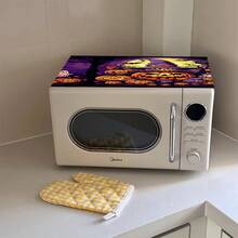 1pc Halloween Microwave Dust Cover, Home Oven Rack Dust Cover, Washable Dust Cover, Home Food Machine Dust Cover, Highly Attractive Kitchen Storage Cabinet Dust & Stain Cover - Solid Color - View 5