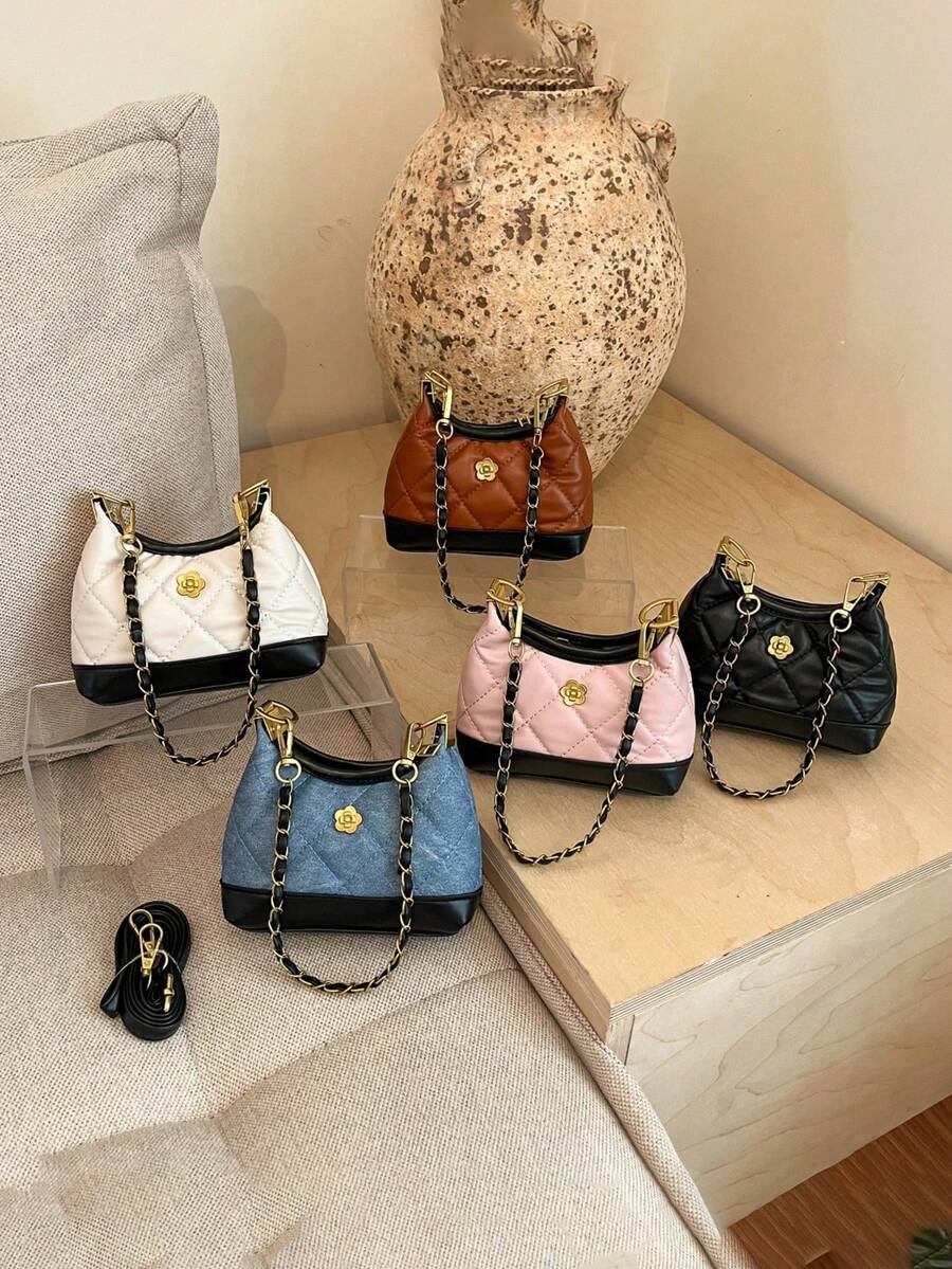 1PC Mini Handbag Crossbody Bag, Casual Minimalist, Chain Design, Non-Adjustable Shoulder Strap, Suitable For Daily Outings, Shopping, Travel, Photography, Compact And Convenient, Can Easily Hold Daily Essentials, Versatile Item, Fashion Favorite, Suitable For Various Styles And Occasions, Also The Best Gift For Teenagers - Multicolor - View 1
