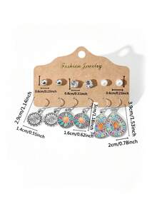 TopHanqi 12 Pairs Random + 24 Pairs Random + 36 Pairs Random + 48 Pairs Random Random Multiple Pairs Earrings Set, Bohemian Turquoise Feather Water Drop Mixed Studs And Hooks With Card Earring Combination - Multicolor - View 3