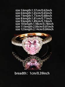 MOONSO 2023 New Heart-Shaped Pink Silver Cute Fashion Large Promise Ring, Women Girls Party Gift, Finger Ring, Free Shipping, Made In Korea R1707 - Pink - View 3
