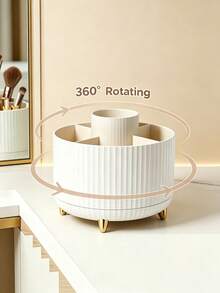 360° Rotating Makeup Organizer 1pc Plastic Cosmetic Storage 5-Compartment Design Can Store Brushes, Eyebrow Pencils And Lipsticks Portable Vanity Storage Box Suitable For Vanity, Bathroom, Office Desk Stationery Storage Or Travel Durable PP Material - Multicolor - View 10