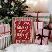 1pc Frameless Festive Red Pink Christmas Print Wall Art Dorm Gift - Multi-color - View 4