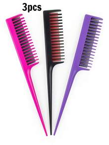 3pcs/2pcs/1pc 3-Layer Pointed Tail Flat Comb With 3 Rows Of Dense Teeth, Heat-Resistant Hair Comb For Thick And Thin Hair Styling, Creating Voluminous And Full Hairstyle Structure, Highlight Comb, Pointed Tail Comb, Long Hair Updo Comb, Hair Dye Comb - Multicolor - View 12