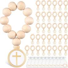 36pcs Bulk Wooden Catholic Prayer Beads With Cross Pendant And Mesh Bag For Baptism, First Communion, Confirmation, Baby Shower, Bridal Shower, Men And Women (Natural Color) - Multicolor - View 9