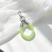 1pc Unisex Creative Iridescent Telephone Wire Keychain Spring Anti-Loss Phone Lanyard Accessory Personalized Bag Key Pendant - Multicolor - View 3
