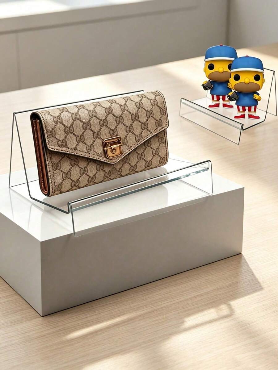 1pc Transparent Acrylic Cosmetic Display Stand, Multi-Functional Wallet Storage Rack, Office Desk Organizer, Handbag And Phone Holder, Desktop Perfume And Lipstick Display Rack, Store Shelf, Jewelry And Mini Doll Display Box