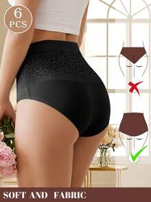 MIOTAN 6pcs Women's High Waist Lace Patchwork Soft Panties - Multicolor - View 4
