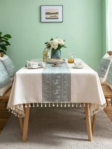 1pc Autumn/Winter Christmas Jacquard Tablecloth, Green Deer Pattern, Rectangular Tablecloth, Dining Table Cloth, Holiday Home Decor, Party Tablecloth, Suitable For Kitchen, Dining Room, Gathering, Living Room, Holiday, Party, New Year Decoration, Christmas Decoration, Christmas Gift, Autumn Decoration, Merry Christmas - Green - View 5