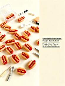 1-18pcs Mini Resin Hot Dog Decorations, Mini Hot Dogs, Suitable For Home Food Decor, Fairy Garden, Mini Landscape And Handmade DIY, Exquisite And Durable Small Models, Phone Case Decoration DIY Accessories - Multicolor - View 3