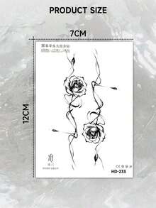 1pc Y2K Sexy Snake & Rose Art Pattern Tattoo Sticker, Herbal Juice Temporary Tattoo, Waterproof & Easy To Use, Suitable For Arms, Ankles And More, Disposable Fake Tattoo, Essential For Parties, Gifts, Decoration, Photography - Black - View 8