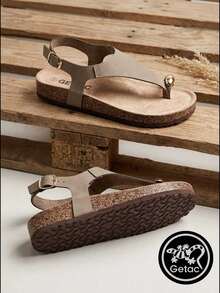 GETAC Women Flat Sandals - Dark Roast - View 1