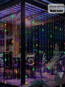 戶外太陽能瀑布簾燈串燈,100/200/300 LED 8種閃爍燈光模式,防水仙女燈,適用於花園、露台、門廊、後院、婚禮、聖誕節、窗戶、居家聖誕裝飾,附贈隨機迷你窗貼 - 太陽能窗簾燈 - 查看 14