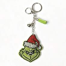 The Grinch New Green Furry Monster Rhinestone Bling Christmas Monster Christmas Fashion Funny Keychain Christmas Cartoon Pendant Tassel Rhinestone Bag Decoration Exquisite Christmas Gift - Multicolor - View 9