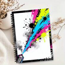 A5 Spiral Notebook, 100 Pages, 50 Sheets, 2D Flat Vintage Art Print, Cover With Artist Palette, Paintbrush And Paint Tube Pattern, Bound Notebook, Back To School Supplies, Art Lover Aesthetic Stationery - A-multicolor - View 7