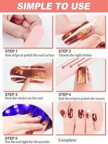 Amber Gel Nail Stickers, Glitter Nail Art Stickers Waterproof Full Coverage, Suitable For DIY Nail Decoration - Burnt Orange - View 7