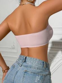 2pcs (Light Pink + Black) Front Closure Bandeau Bras, Upgraded Non-Slip Silicone, Wireless Seamless Bras (A-C Cup) - Multicolor - View 9