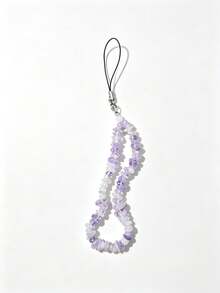 1pc Minimal Crystal Chip Beaded Phone Wrist Strap, White Purple Black Irregular Stone Universal Phone Charm Lanyard Pendant For Phone Case Camera Key Handbag - Multicolor - View 7