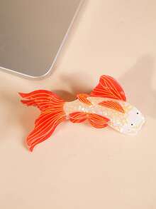1pc Orange Koi Fish Hair Clip, Creative Acrylic Fiber Fish Tail Design, Incorporating Traditional Chinese Elements, Versatile And Fashionable - Multicolor - View 7