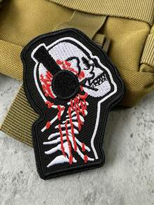 1pc Punk Music Skeleton Morale Tactical Embroidered Patch, Iron-On Arm Patch, Backpack Sticker, Suitable For Backpacks, Hats, Jackets, Etc., DIY Gift - Skeleton - View 3