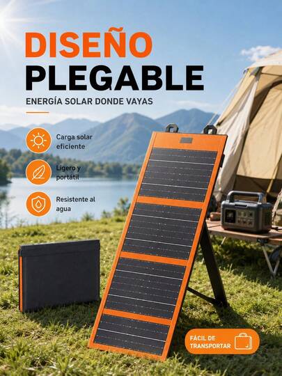 MOREKA Panel solar monocristalino plegable para exteriores, fuente de alimentación de emergencia para exteriores, panel solar monocristalino de PET, tela Oxford impermeable, chip de carga inteligente.
