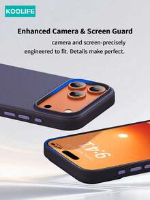 Koolife 1pc Tech Fabric Magnetic Phone Case, PC+TPU Material, Solid Color, Metal Independent Buttons, Lightweight, Scratch-Resistant And Drop-Proof Protective Cover, For IPhone18pro/18pro Max/17/17Pro/17ProMax/16/16pro/16promax/15/15pro/15promax - Purple - View 6