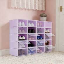 20Pcs Plastic Shoe Boxes Stackable Large Shoe Storage Boxes With Lids - Clear - View 3