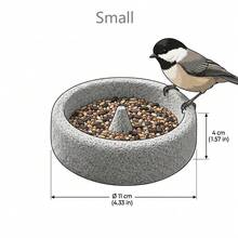 1pc Round Volcanic Stone Bird Food Bowl, Durable & Easy-Clean, Natural Pumice Chewing & Nail Grinding Dish For Parrots & Small Birds - one-size - View 8