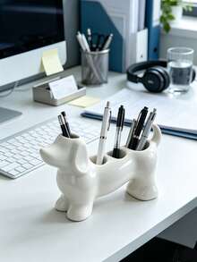 Cute And Simple Dachshund-Shaped Bathroom Storage Box And Toothbrush Holder - Electric Dachshund Toothbrush Holder And Shelf, Toothpaste And Makeup Brush Storage Base, Adorable Storage Base Stand. - Multicolor - View 2