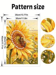 Pearl Painting With Sunflower Pattern Design Diy Handmade Sticky Diamond Creative Diamond Painting Kit With Tools And Pearl Diamond Bag Suitable For Home, Office Decoration, Gift For Handicraft Lovers, Unframed - A - View 7