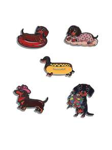 QIHOO 5pcs Cute Dachshund Enamel Brooch Set, Funny Cartoon Dog Brooch, Suitable For Backpack, Jacket, Hat Lapel Badge, Aesthetic Jewelry Gift For Dog Lovers - Multicolor - View 8