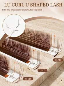 12 Rows Brown YY And W Lash Extensions, U-Shaped Narrow Angle Premade Fans, Soft Fluffy Individual Eyelashes 8-15mm For Natural Volume Sets, Lash Clusters, Cluster Lashes, False Lashes, Professional Lash Extension Supplies, Winky Beauty - View 5
