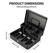 Lockable Cash Box With 2 Keys, Galvanised Steel Money Box, 5 Coin Compartments & 4 Banknote Holders, Portable Secure Money Storage Box For Business Market Household, Black - Cash Box - View 13