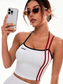 Hidkat Women's Fashion Solid Color Camisole Backless Sports Knit Bra - Multicolor - View 3