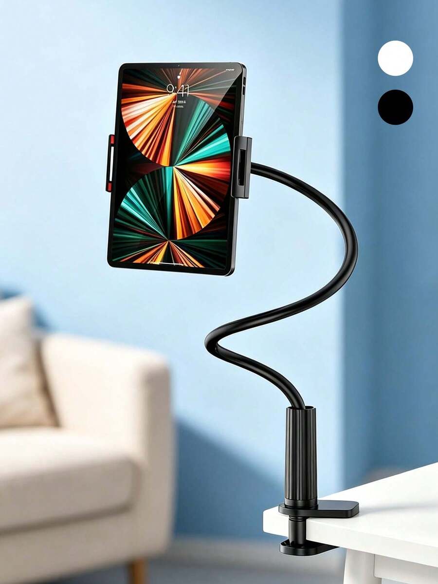 Gooseneck Tablet & Phone Holder, Adjustable Flexible Arm Clip Base, 360° Rotating Bedside & Desktop Stand, Compatible With 4-13 Inch Smartphones And Tablets, For Home Bedroom Office Video Watching