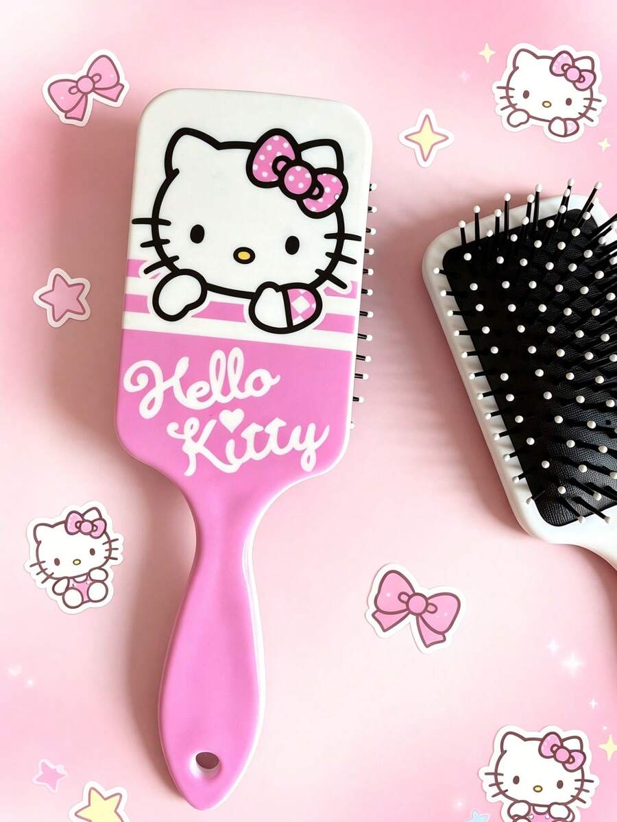 SANRIO 1件兒童卡通KT貓印花氣墊髮梳，適合所有髮質，生日派對禮物、開學校園禮物，日常聚會造型氣墊梳，梳髮時按摩放鬆頭皮