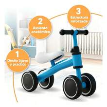 Bicicleta de Equilibrio para Niños 1 a 2 Años, Sin Pedales 4 Ruedas, Asiento Ajustable, Balance Bike para Bebé 12-24 Meses, Ruedas EVA Antideslizantes, Ligera y Estable - Rosa - Ver 6