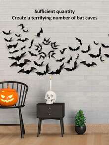 LED Bat Wall Sticker Night Light, 3D Bat Decorative Wall Sticker Lamp, Suitable For Festivals, Parties, Friends Gatherings, Atmosphere Decoration, Multi-Specification Window Garage Decorative Glowing Flashing Wall Sticker - Wall Sticker Lights - View 8