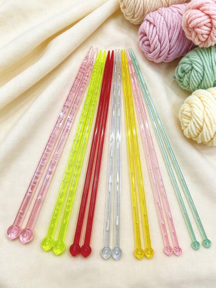 Colorful Crystal Straight Knitting Needles, 4.0-10.0mm Multiple Sizes Available, Polished Smooth Needle Body, Easy For Beginners To Operate, Home Stress Relief DIY Knitting Tool, Specifically Designed For Knitting Scarves, Sweaters, Shawls, Essential Yarn Craft Tool For Home Knitting Enthusiasts And Beginner Knitters - Crystal Knitting Needle - View 1