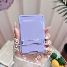 Solid Color Adhesive Phone Card Holder With Built‑In Kickstand, 2 In 1 Self‑Adhesive Back Card Pocket & Foldable Phone Stand, Slim Stick‑On Card Wallet For Credit Card ID Card, Universal Portable Phone Accessory For All Smartphones, Multi Pastel Color Options - Multicolor - View 14