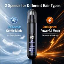 1件裝可充電式 150mAh 電動鼻毛修剪器，適用於鼻腔且不拉扯毛髮，多功能鼻毛與眉毛修剪器，便攜式，適合男士與女士使用 - A16黑色 - 查看 9