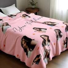 Personalized Custom Name And Photo Flannel Blanket, Soft And Comfortable Multi-Functional Customized Gift Blanket, Suitable For Friends Or Gifting, Soft And Comfortable Blanket For Sofa, Couch, Office Bed, Office, Camping, Travel, All Seasons - Multicolor - View 11