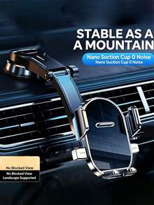 1pc 360° Car Waterfall Phone Holder, Strong Suction Cup Firmly Adheres Without Falling, Adjustable Angle For Free View Switching, Smooth Ride On Rough Terrain, Essential Stable Accessory For Self-Driving Trips - A - View 7