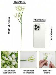 White Artificial Baby's Breath, White Artificial Plastic Material Breathable Flowers, Artificial White Fake Flowers, Large Quantity Artificial Breathable Flower Bouquets, Suitable For Tabletop Decoration, DIY Floral Art, Outdoor Garden Decoration, Wedding Decoration, Home Decoration, Room Decoration, Holiday Decoration, Spring Decoration, Summer Decoration, Essential For Spring And Summer, Autumn Decoration, Autumn Flower Bouquets, Wedding Bouquets. - Multicolor - View 9
