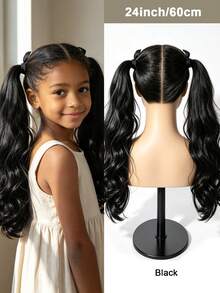 Tie-Up Double Wave Ponytail Hair Extensions, Synthetic Fiber Curly Drawstring Ponytail Wig, Suitable For Girls, Soft Large Wave Curly Hair Piece, Easy To Wear, Suitable For Daily, Halloween, Christmas Party And Cosplay, Multiple Lengths Available - Multicolor - View 15