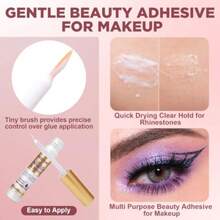 QFace Makeup Glue For Rhinestones, 4 PCS Rhinestones Face Glue For Cosplay Makeup, Waterproof Body Glue For Wig Face Gems Eye Body Glitter, Eyelashes - While - View 6